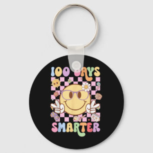 100 Days Smarter Happy 100th Day Of School Groovy  Key Ring