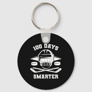 100 Days Smarter Happy 100th Day of School Hockey  Key Ring
