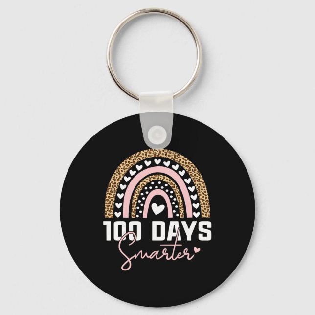 100 Days Smarter Happy 100th Day Of School Rainbow Key Ring (Front)