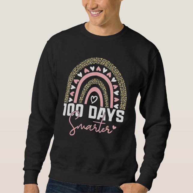 100 Days Smarter Happy 100th Day Of School Rainbow Sweatshirt (Front)