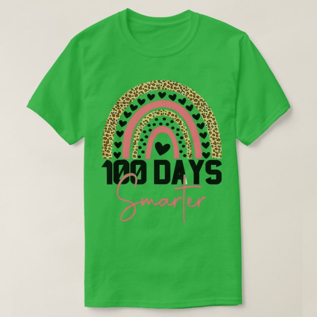 100 Days Smarter Happy 100th Day Of School Rainbow T-Shirt (Design Front)