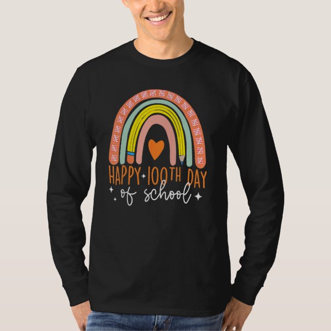 100 Days Smarter Happy 100th Day Of School Rainbow T-Shirt (Front)