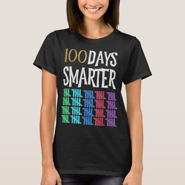 100 Days Smarter Happy 100th Day Of School Student T-Shirt (Front)