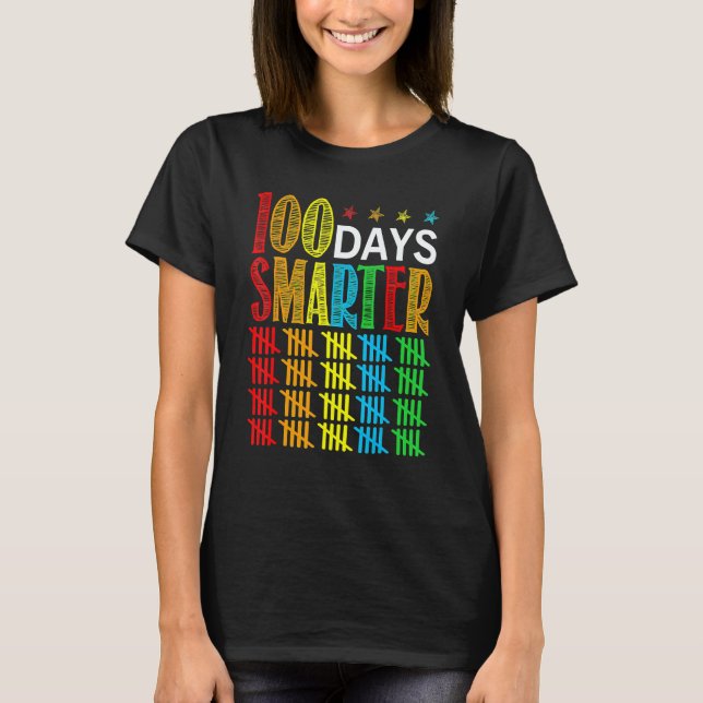 100 Days Smarter Happy 100th Day Of School Student T-Shirt (Front)