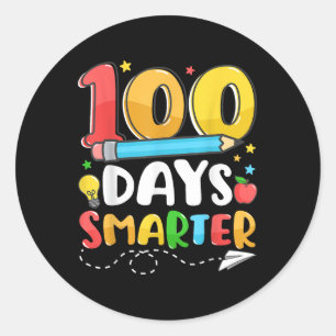 100 Days Smarter Happy 100th Day Of School Teacher Classic Round Sticker