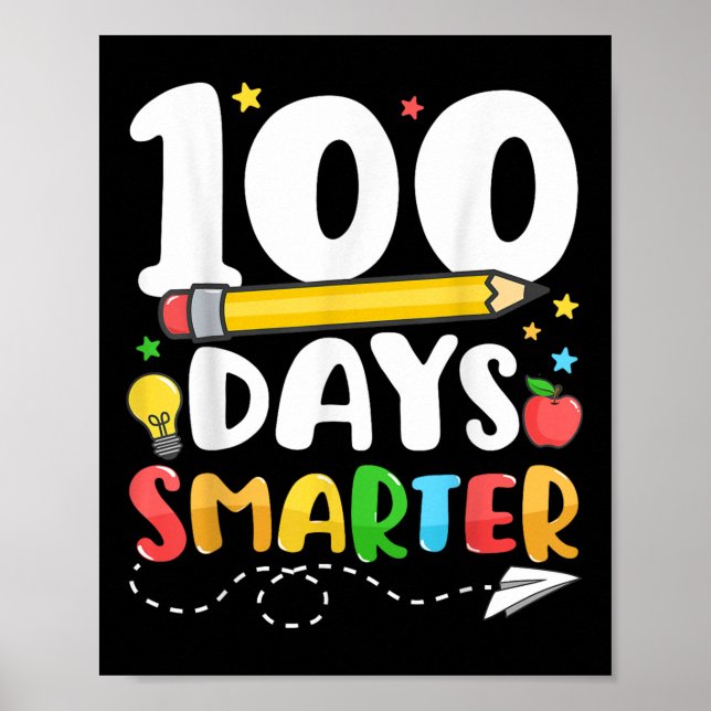 100 Days Smarter Happy 100th Day Of School Teacher Poster (Front)