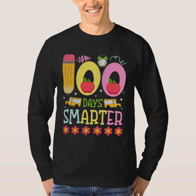 100 Days Smarter Happy 100th Day of School Teacher T-Shirt (Front)