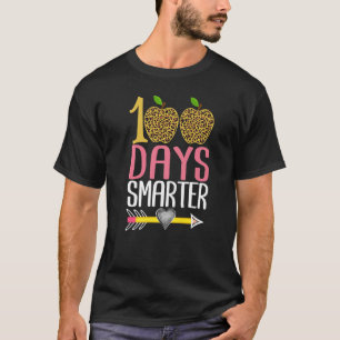 100 Days Smarter Heart Leopard Boys Girl 100th Day T-Shirt