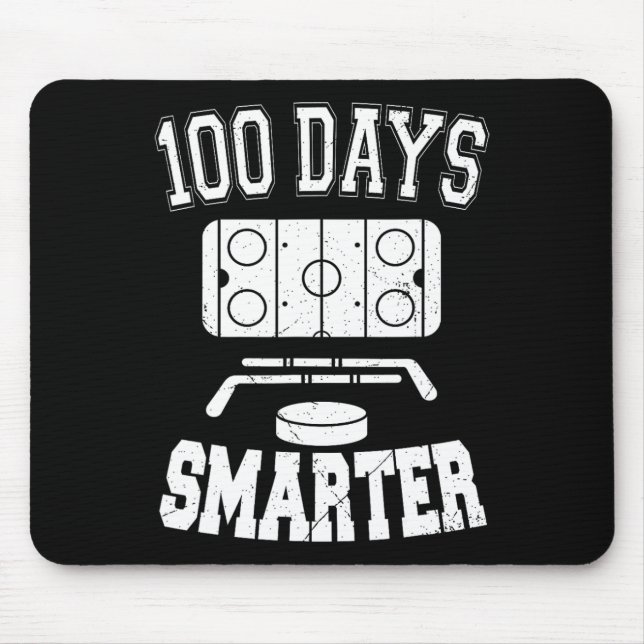 100 Days Smarter Hockey Sports 100th Day Of School Mouse Pad (Front)