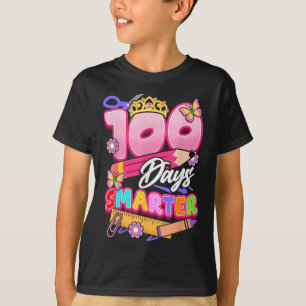 100 Days Smarter Kids Girls 100th Day Of School T-Shirt