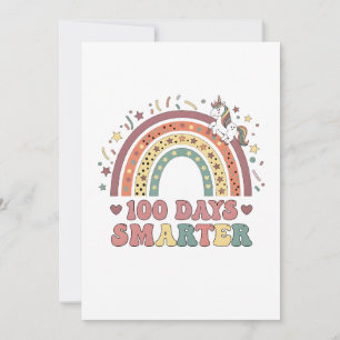 100 Days Smarter Kids Girls Unicorn 100th Day of Invitation