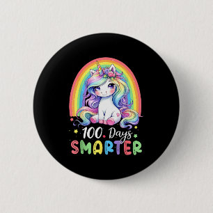 100 Days Smarter Kids Girls Unicorn 100th Day Of S 6 Cm Round Badge