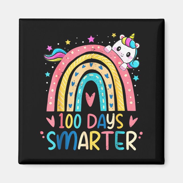 100 Days Smarter Kids Girls Unicorn 100th Day Of S Magnet (Front)