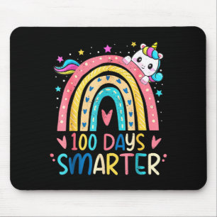 100 Days Smarter Kids Girls Unicorn 100th Day Of S Mouse Pad