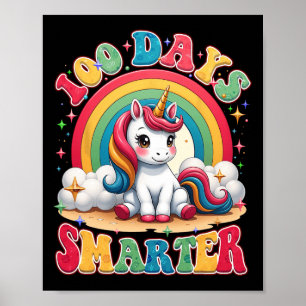 100 Days Smarter Kids Girls Unicorn 100th Day Of S Poster