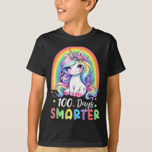 100 Days Smarter Kids Girls Unicorn 100th Day Of S T-Shirt