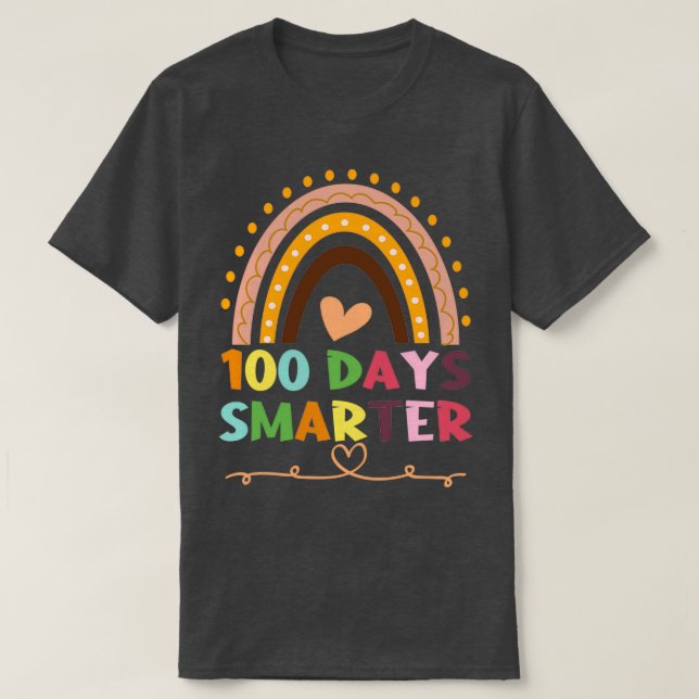 100 Days Smarter Kindergarden School Teacher Rainb T-Shirt (Design Front)