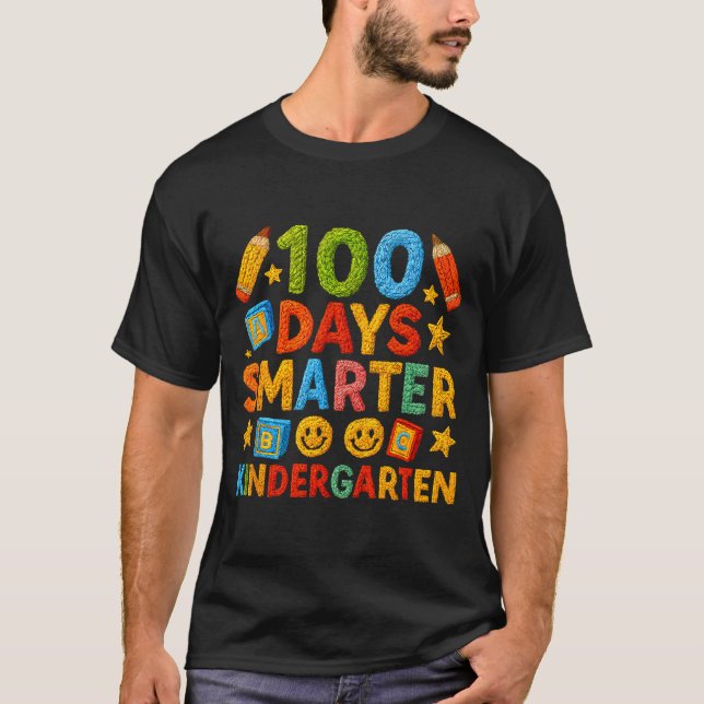 100 Days Smarter Kindergarten Milestone School Ach T-Shirt (Front)