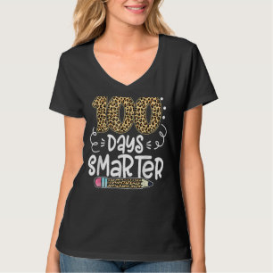 100 Days Smarter Leopard Gift 100th Day Of School T-Shirt