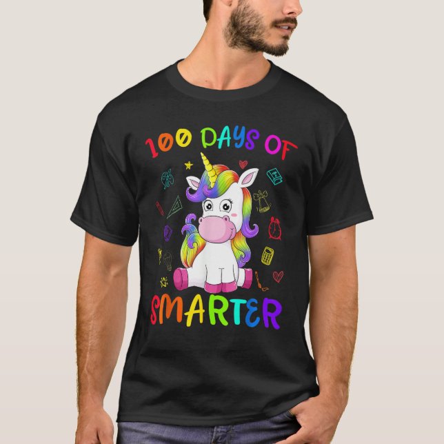 100 Days Smarter Magical Learning Of School Unicor T-Shirt (Front)