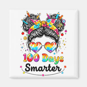 100 Days Smarter Messy Bun 100th Day Of School Gir Magnet
