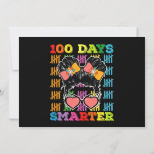 100 Days Smarter Messy Bun 100th Day Of School Invitation