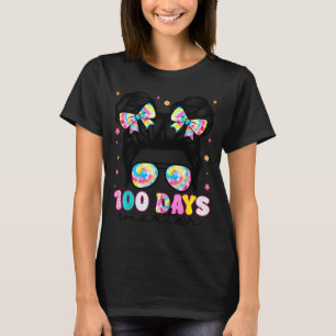 100 Days Smarter Messy Bun Girl 100th Day Of Schoo T-Shirt