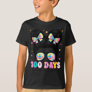 100 Days Smarter Messy Bun Girl 100th Day Of Schoo T-Shirt