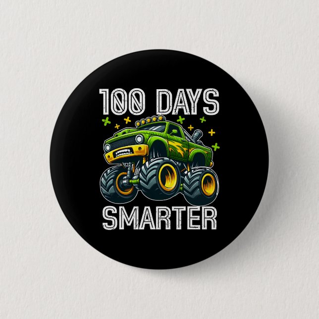 100 Days Smarter Monster Truck 100 Days Of School  6 Cm Round Badge (Front)