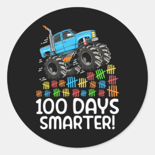 100 Days Smarter Monster Truck 100 Days Of School  Classic Round Sticker
