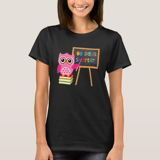 100 Days Smarter Owl Teacher Girls Child 100th Day T-Shirt (Front)