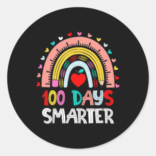 100 Days Smarter Rainbow 100th Day of School Teach Classic Round Sticker
