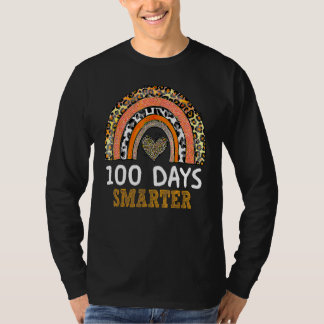 100 Days Smarter Rainbow Leopard 100th Day Of Scho T-Shirt