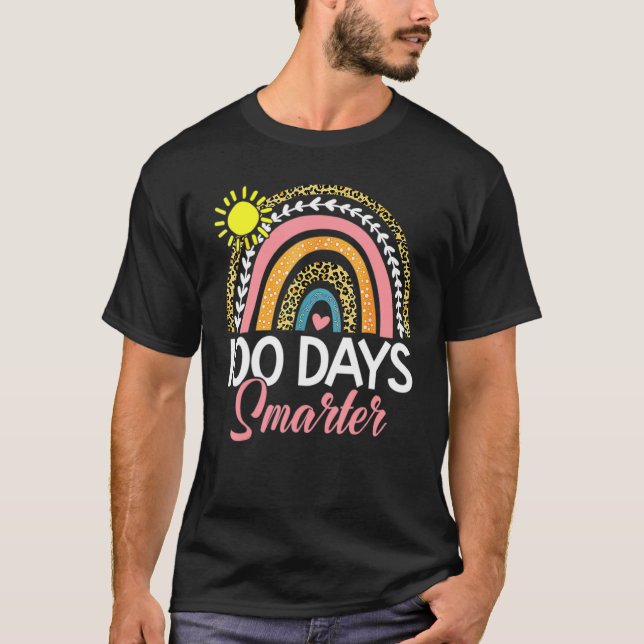100 Days Smarter Rainbow Leopard Happy 100th Day O T-Shirt (Front)
