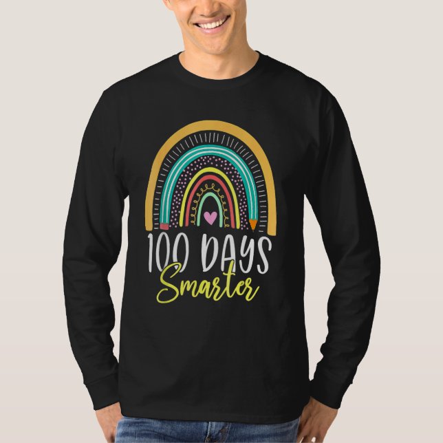 100 Days Smarter Rainbow Shirt Prek Kindergarten T (Front)