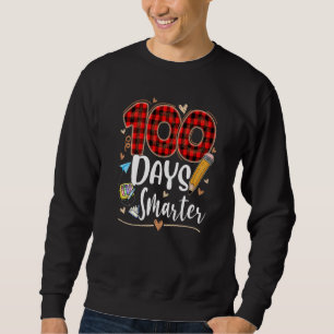 100 Days Smarter Red Plaid Teacher Kids 100th Day  Sweatshirt