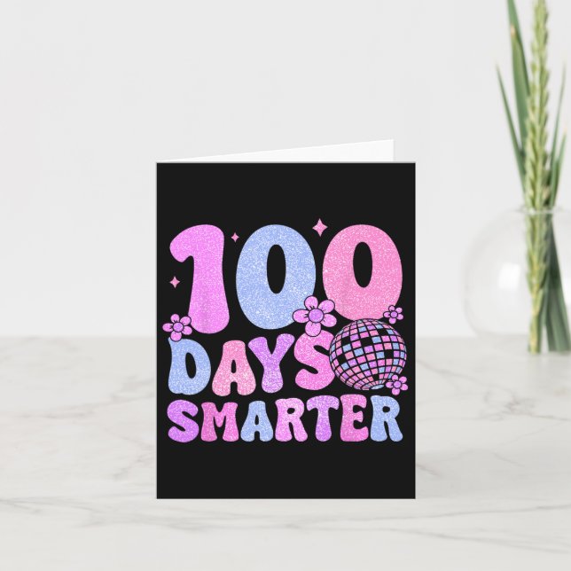 100 Days Smarter Retro Disco 100 Days Of School Te Card (Front)