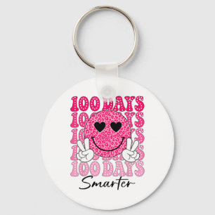 100 Days Smarter Retro Smile 100th Day School Teac Key Ring