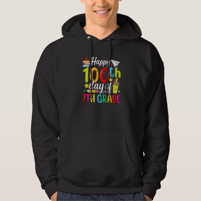 100 Days Smarter Seventh Grade 100th Day Of School Hoodie (Front)