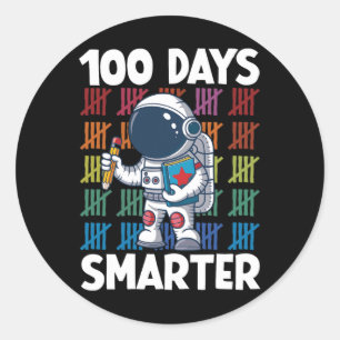 100 Days Smarter Space Astronaut 100th Day School  Classic Round Sticker