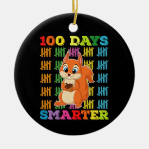 100 Days Smarter Squirrel 100th Day Of School Ceramic Tree Decoration