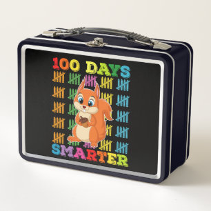 100 Days Smarter Squirrel 100th Day Of School Metal Lunch Box