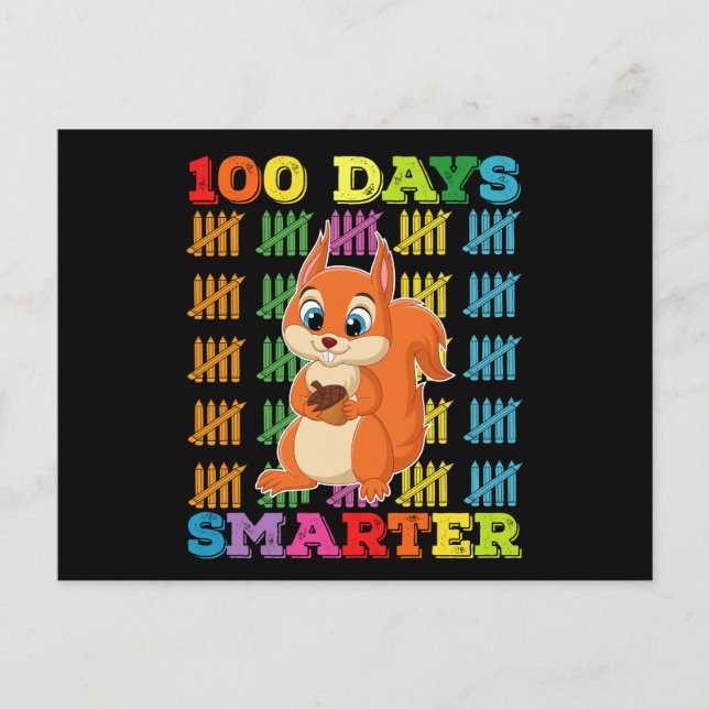 100 Days Smarter Squirrel 100th Day Of School Postcard (Front)