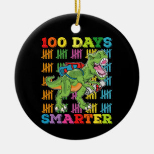 100 Days Smarter T Rex Dinosaur 100th Day School Ceramic Tree Decoration
