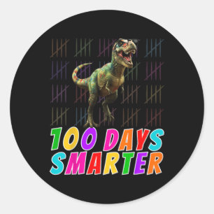 100 Days Smarter T-rex Lover Boys 100 Days Of Scho Classic Round Sticker
