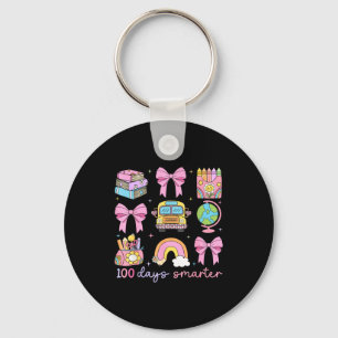 100 Days Smarter Teacher Girls Kids Cute 100th Day Key Ring