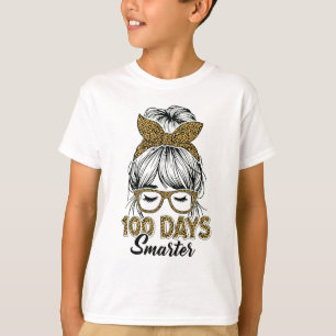 100 Days Smarter Teacher Leopard Print Bow School T-Shirt