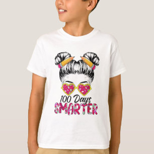 100 Days Smarter Teacher Teacher Hair Heart T-Shirt