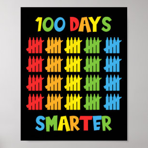 100 Days Smarter Teachers Kids Child 100th Day Of  Poster