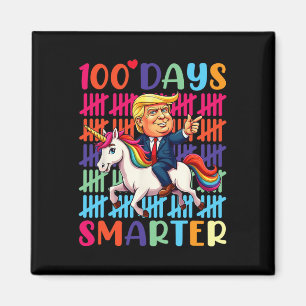 100 Days Smarter Trump Riding A Dinosaur T-rex Tea Magnet